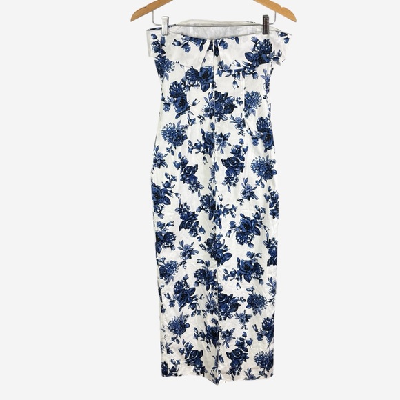 NWT MABLE Strapless Floral Midi Dress Size M (4/6) Blue White Lined Back Zip - Picture 5 of 14